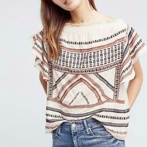 Anthropologie Embroidered Boho Top